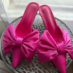 Elegant Pink Bow Women's Mules